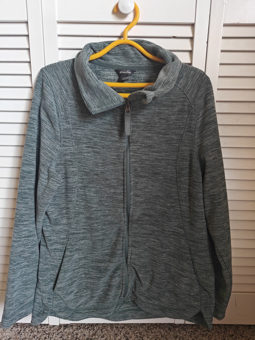 Eddie Bauer Women's Heathered Green Full-Zip Jacket Medium